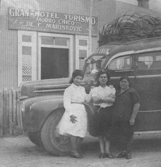 bus halt at rural hotel